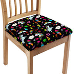 Black Girly Unicorn Pattern Print Chair Cushion Cover
