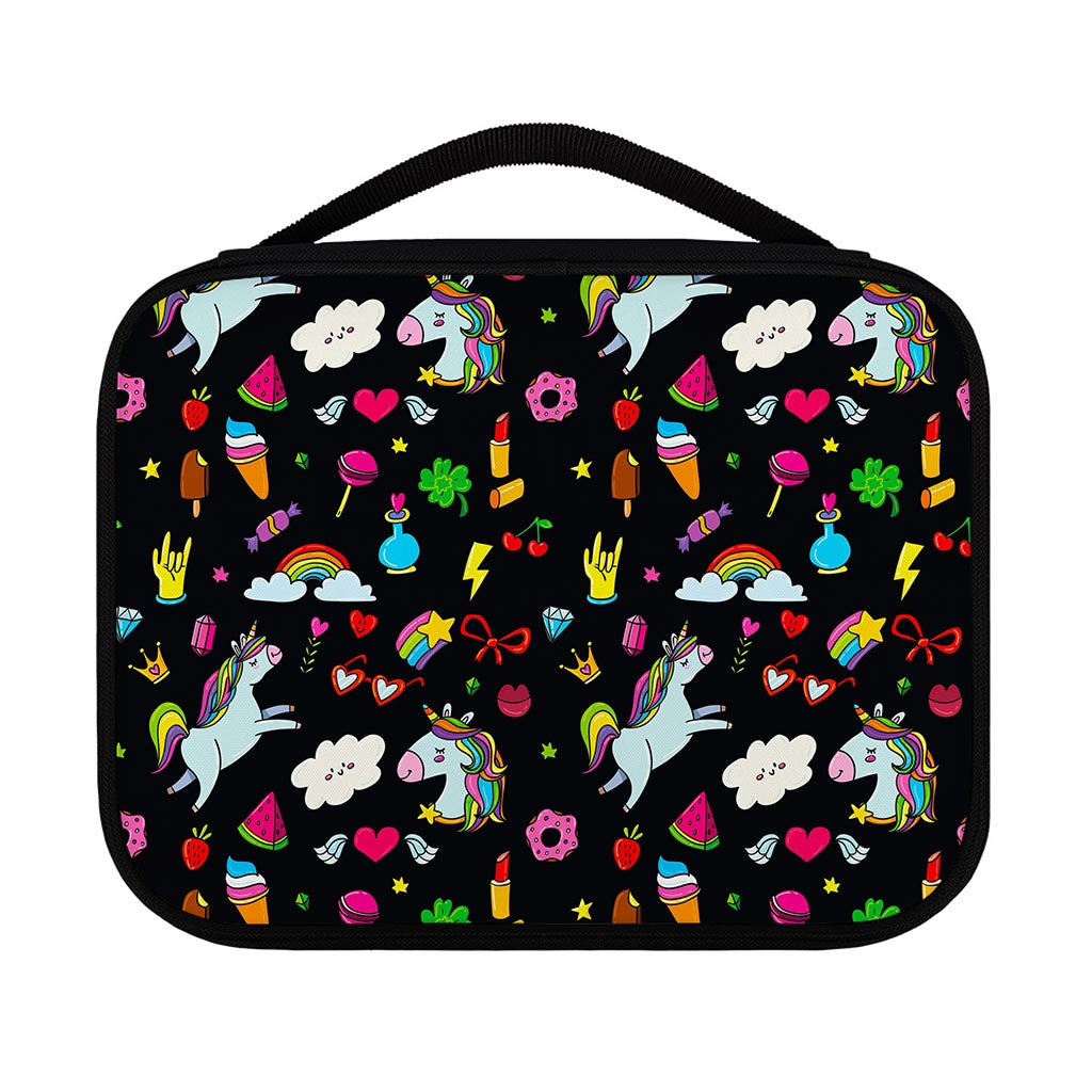 Black Girly Unicorn Pattern Print Classic Bible Case