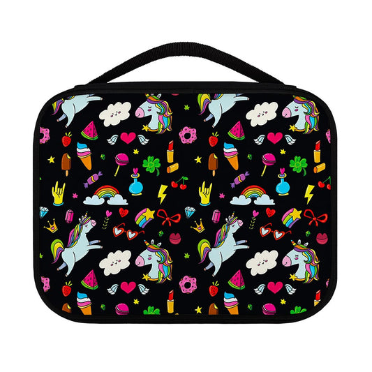 Black Girly Unicorn Pattern Print Classic Bible Case
