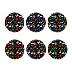 Black Girly Unicorn Pattern Print Coaster Set