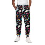 Black Girly Unicorn Pattern Print Cotton Pants