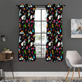 Black Girly Unicorn Pattern Print Grommet Curtain Panels