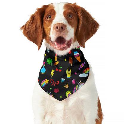 Black Girly Unicorn Pattern Print Dog Bandana