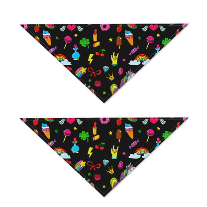 Black Girly Unicorn Pattern Print Dog Bandana