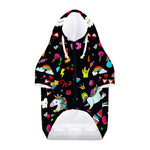 Black Girly Unicorn Pattern Print Dog Zip Up Hoodie