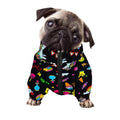 Black Girly Unicorn Pattern Print Dog Zip Up Jacket