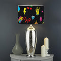 Black Girly Unicorn Pattern Print Drum Lamp Shade
