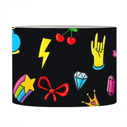 Black Girly Unicorn Pattern Print Drum Lamp Shade