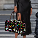 Black Girly Unicorn Pattern Print Duffle Bag