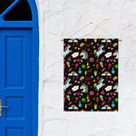 Black Girly Unicorn Pattern Print Garden Flag