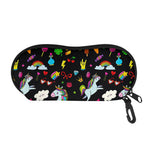 Black Girly Unicorn Pattern Print Glasses Case
