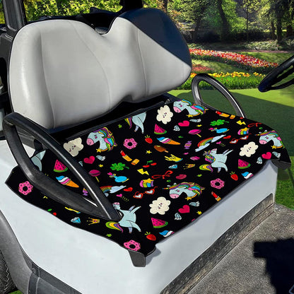 Black Girly Unicorn Pattern Print Golf Cart Seat Cover