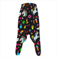 Black Girly Unicorn Pattern Print Hammer Pants