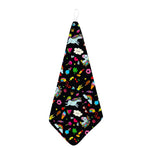 Black Girly Unicorn Pattern Print Hand Towel