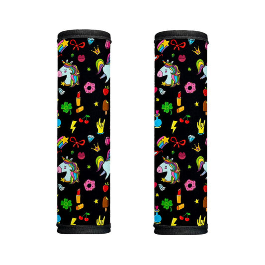 Black Girly Unicorn Pattern Print Handle Covers