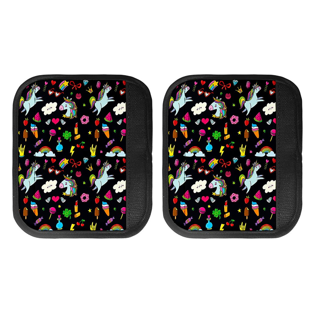 Black Girly Unicorn Pattern Print Handle Covers