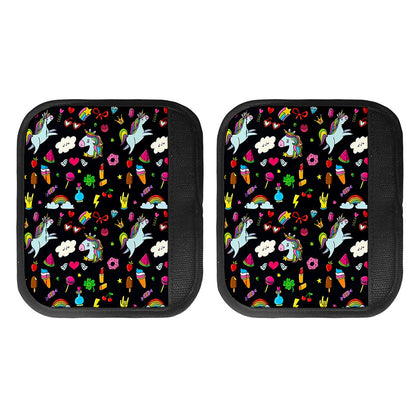 Black Girly Unicorn Pattern Print Handle Covers