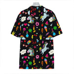Black Girly Unicorn Pattern Print Hawaiian Shirt
