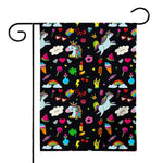 Black Girly Unicorn Pattern Print House Flag