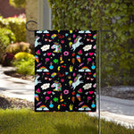 Black Girly Unicorn Pattern Print House Flag