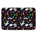 Black Girly Unicorn Pattern Print Indoor Door Mat