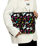 Black Girly Unicorn Pattern Print Laptop Sleeve