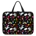 Black Girly Unicorn Pattern Print Laptop Sleeve With Handle