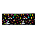Black Girly Unicorn Pattern Print Long Kitchen Mat