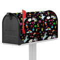 Black Girly Unicorn Pattern Print Mailbox Cover