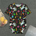 Black Girly Unicorn Pattern Print Men's Bodysuit