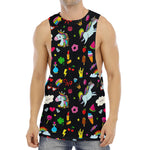 Black Girly Unicorn Pattern Print Men's Muscle Tank Top