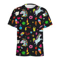 Black Girly Unicorn Pattern Print Men's Athletic T-Shirt