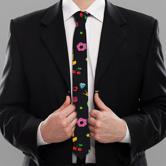 Black Girly Unicorn Pattern Print Necktie