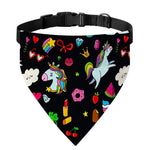 Black Girly Unicorn Pattern Print Over The Collar Dog Bandana