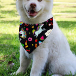 Black Girly Unicorn Pattern Print Over The Collar Dog Bandana