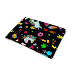 Black Girly Unicorn Pattern Print Pet Cooling Mat Cover
