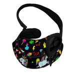 Black Girly Unicorn Pattern Print Pet Sling Carrier