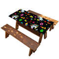 Black Girly Unicorn Pattern Print Picnic Table Cover