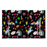 Black Girly Unicorn Pattern Print Placemat