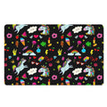 Black Girly Unicorn Pattern Print Polyester Doormat