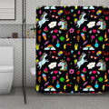 Black Girly Unicorn Pattern Print Polyester Shower Curtain