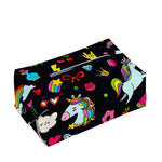 Black Girly Unicorn Pattern Print Rectangle Tissue Box Cover