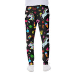 Black Girly Unicorn Pattern Print Scuba Joggers