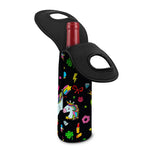 Black Girly Unicorn Pattern Print Single Neoprene Wine Tote
