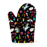 Black Girly Unicorn Pattern Print Single Oven Mitt