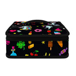 Black Girly Unicorn Pattern Print Small Lunch Bag