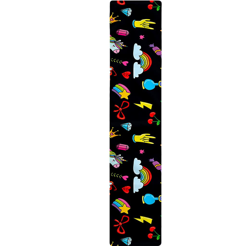 Black Girly Unicorn Pattern Print Table Runner
