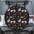 Black Girly Unicorn Pattern Print Tire Cover
