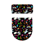 Black Girly Unicorn Pattern Print Toilet Lid And Tank Cover Set