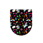 Black Girly Unicorn Pattern Print Toilet Lid Cover